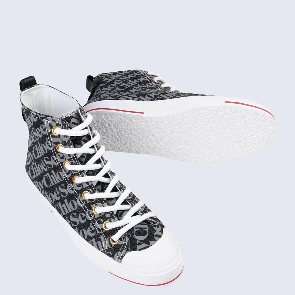 See By Chloe Monochrome Logo High-Top Sneakers
